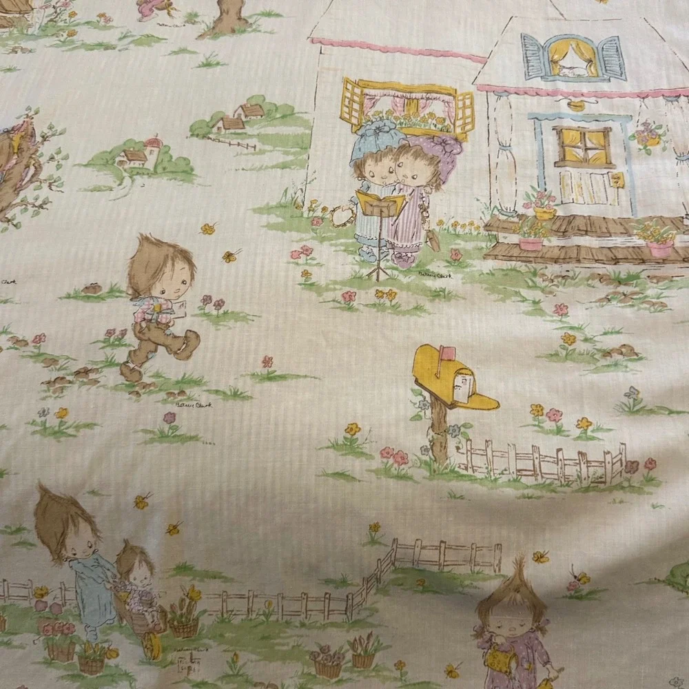 Vintage Betsey Clark‎ Flat Sheet 64x94 Children Cottagecore Quilt Craft Fabric